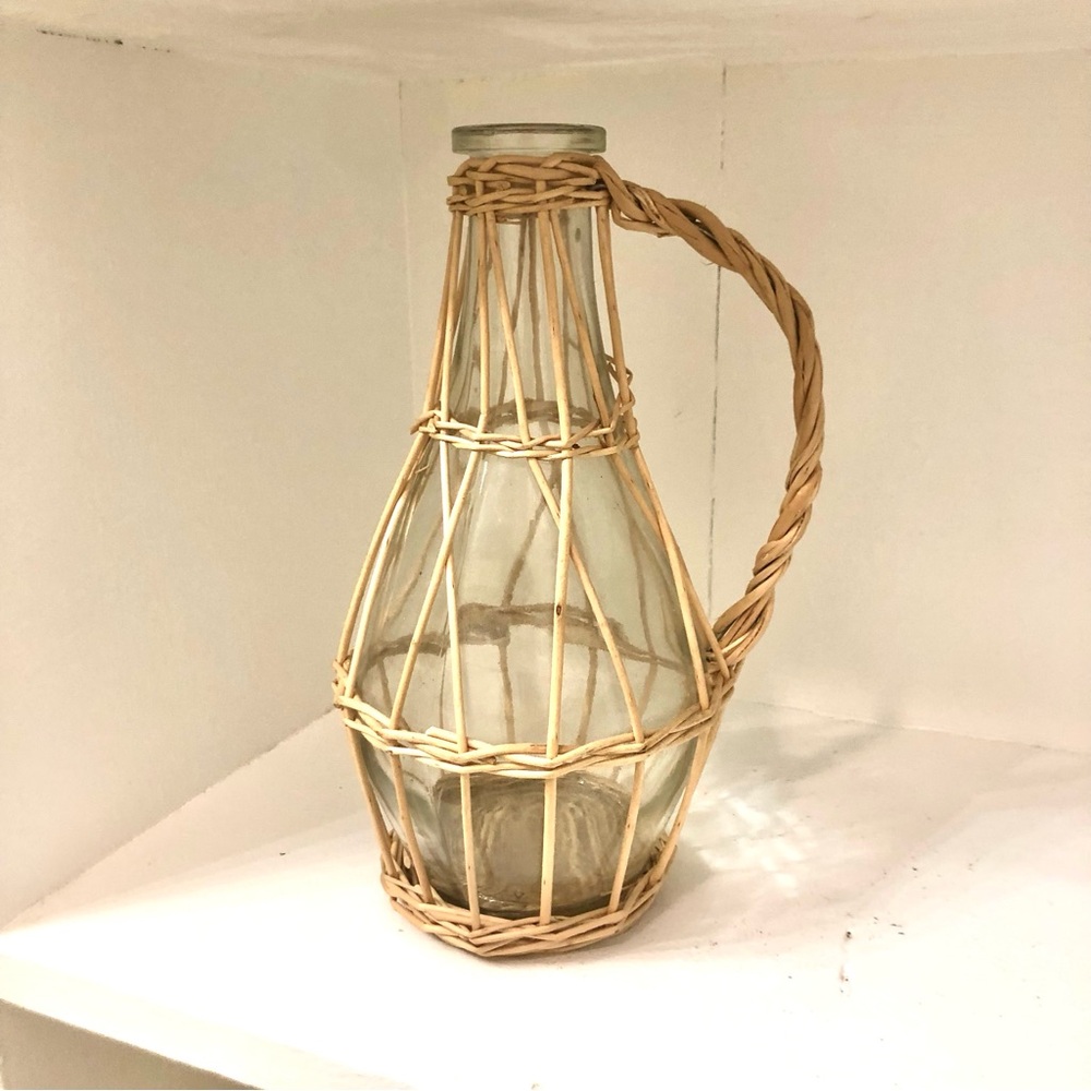 Glass Bottle with Wicker Wrap